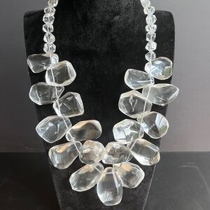 Deb Guyot chunky quartz necklace, sterling 18" - 20" artistic statement piece